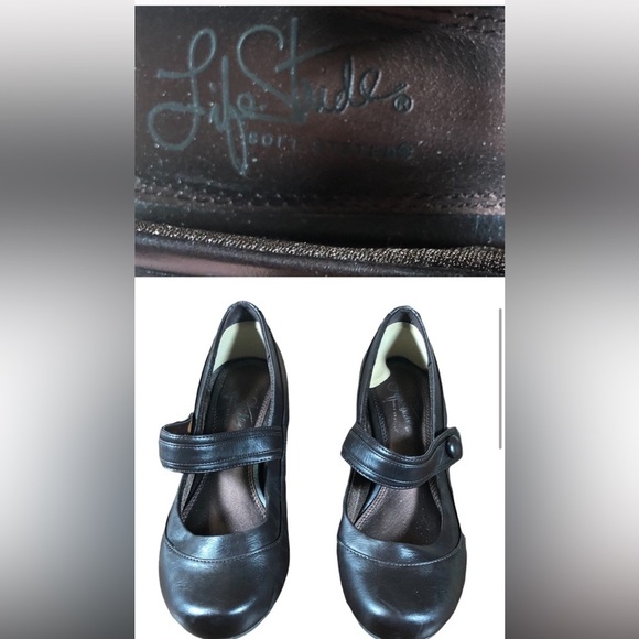 Life Stride 7.5 Brown Mary Jane Heels Chunky Wide Width Chocolate Comfort - Picture 3 of 4